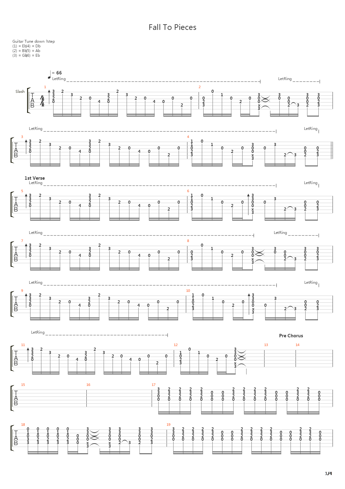 Fall To Pieces吉他谱