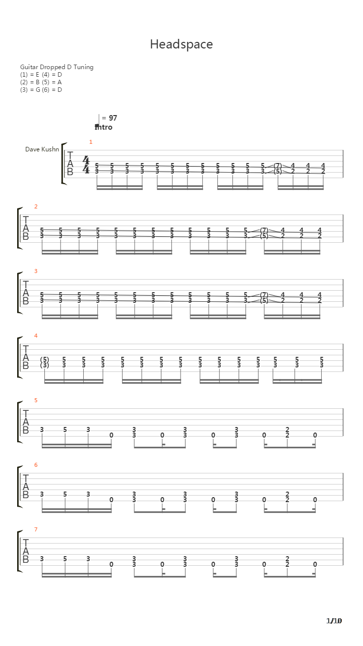 Headspace吉他谱