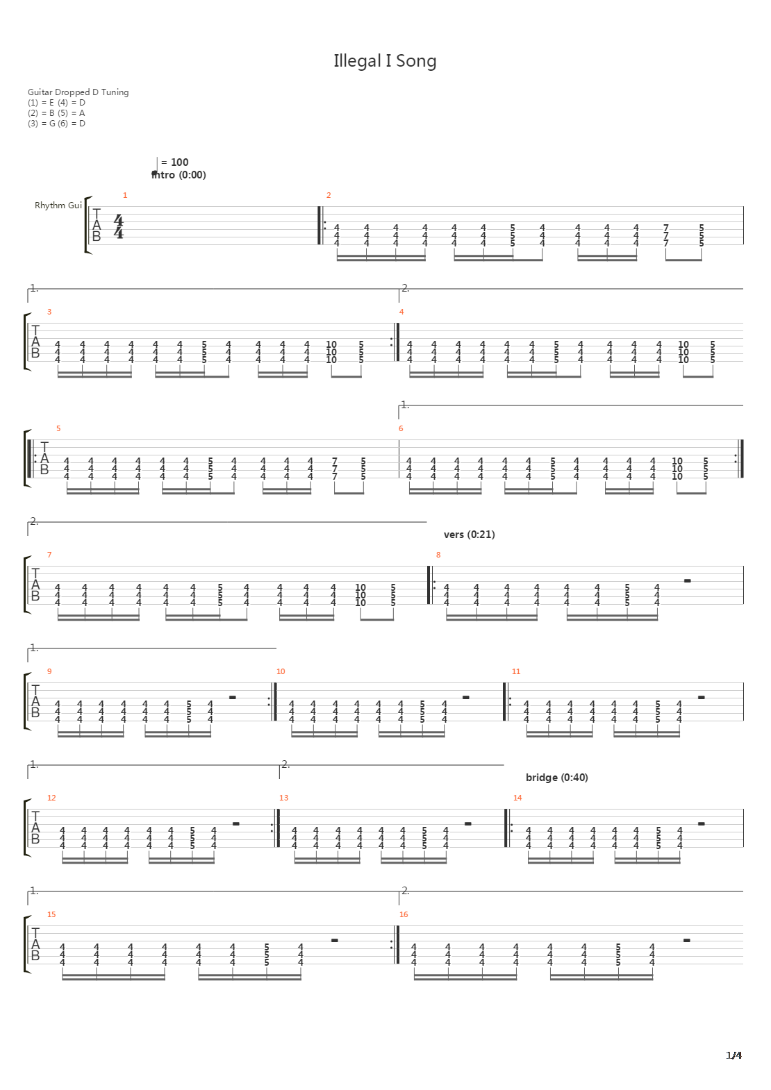 Illegal I Song吉他谱