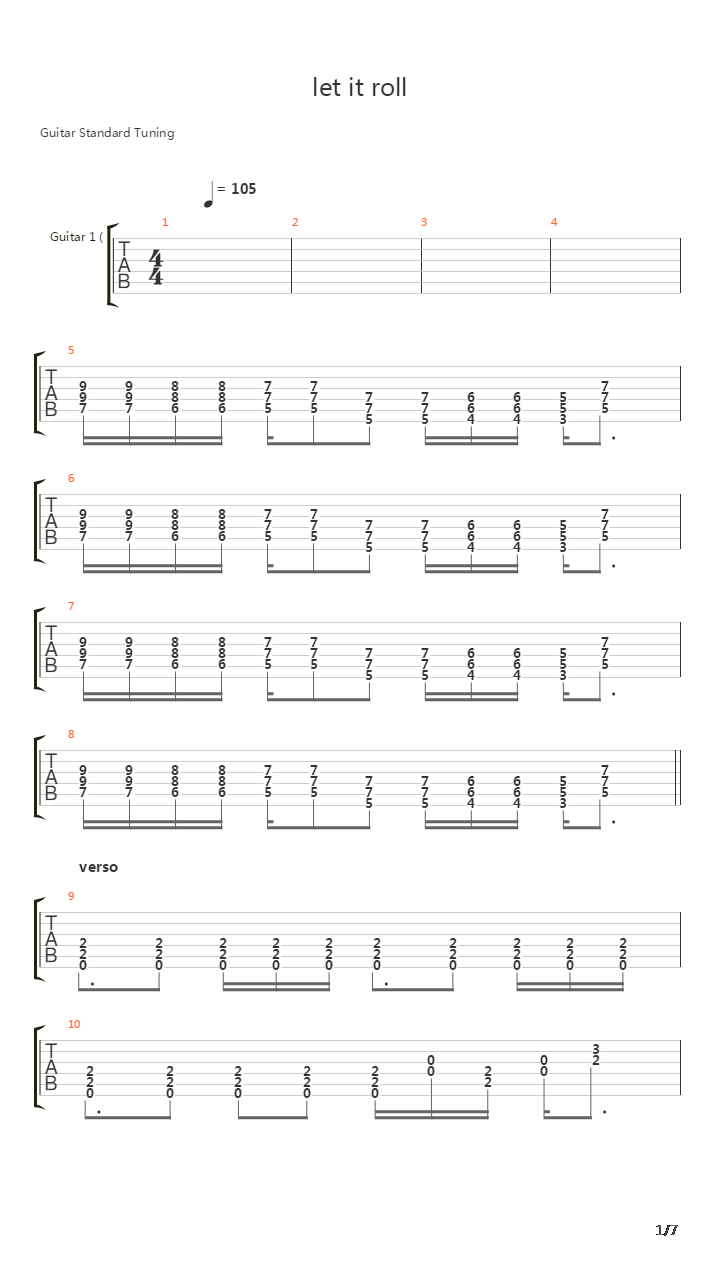 Let It Roll吉他谱