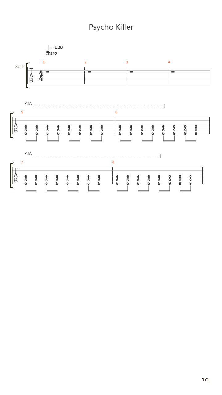 Psycho Killer吉他谱