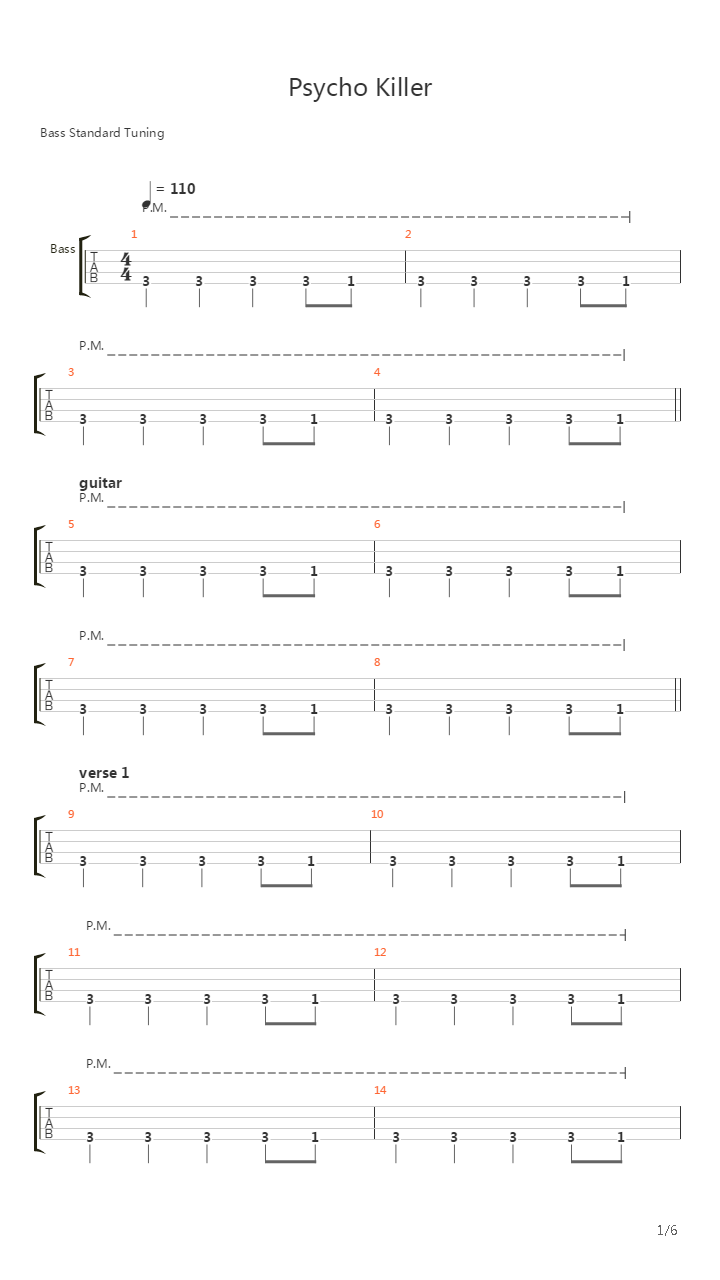 Psycho Killer吉他谱