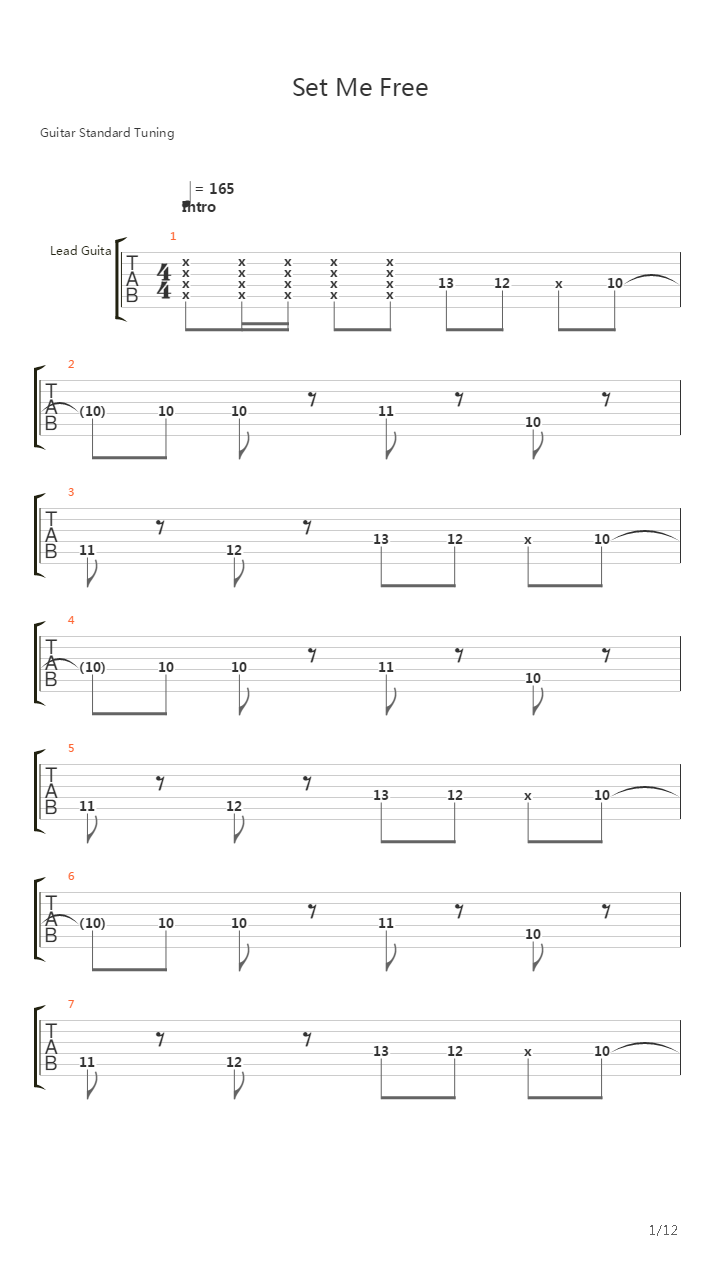 Set Me Free吉他谱