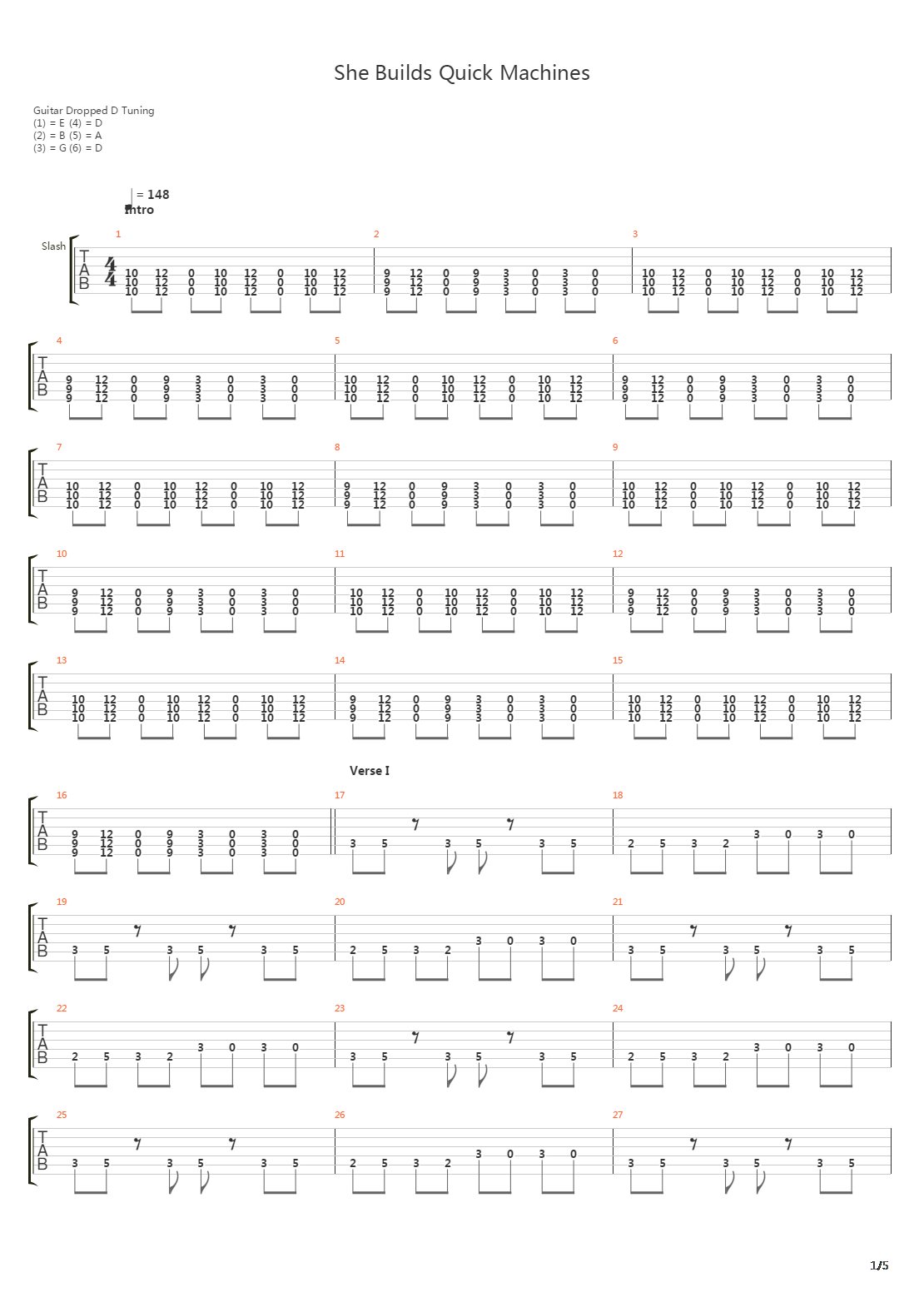 She Builds Quick Machines吉他谱