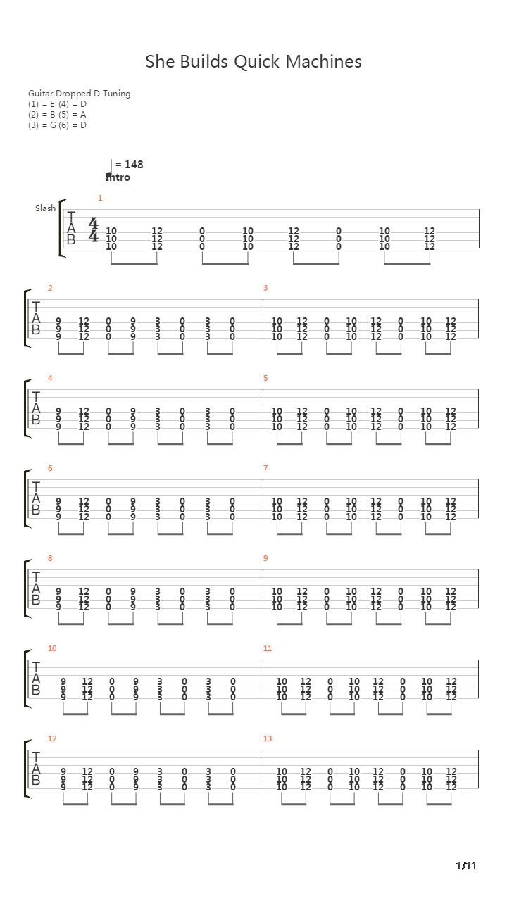 She Builds Quick Machines吉他谱