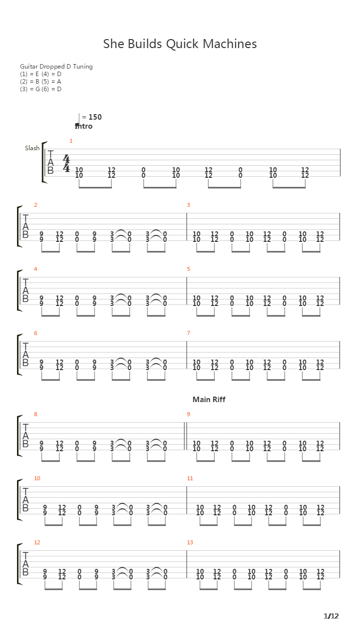 She Builds Quick Machines吉他谱