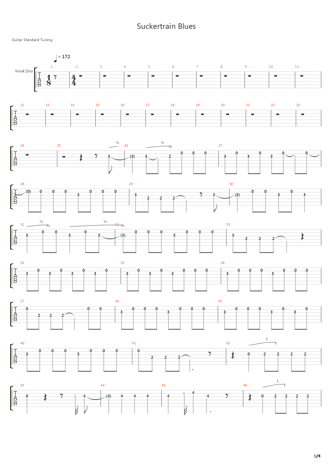 Suckertrain Blues吉他谱