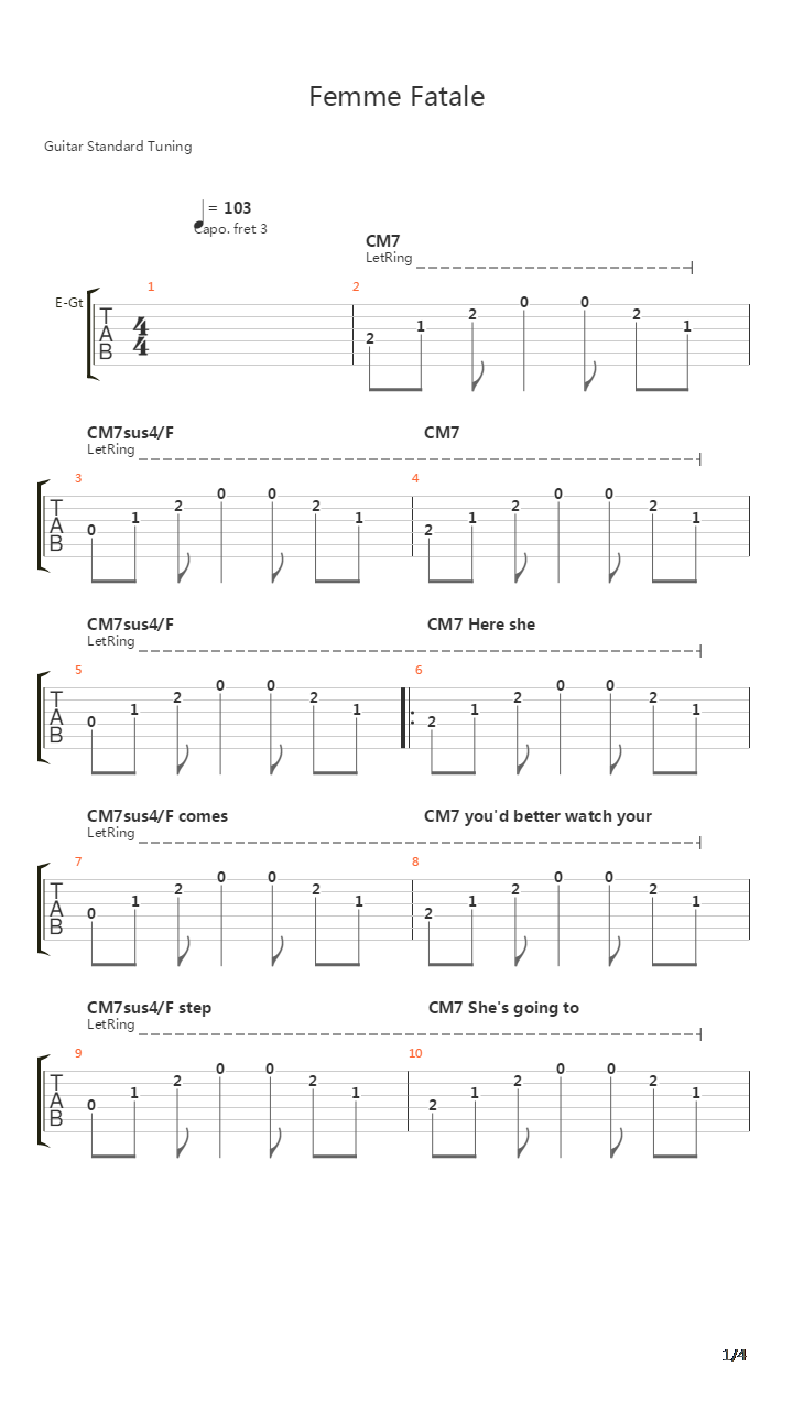 Femme Fatale吉他谱