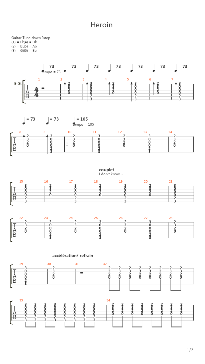 Heroin吉他谱