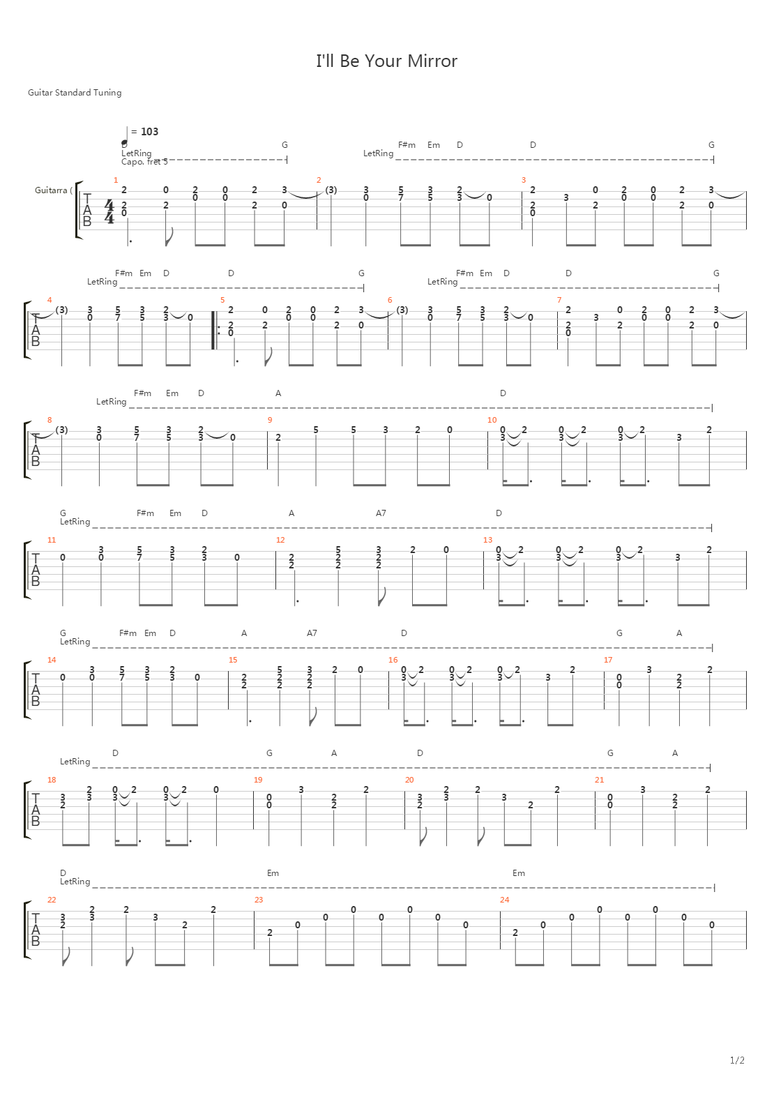 Ill Be Your Mirror吉他谱