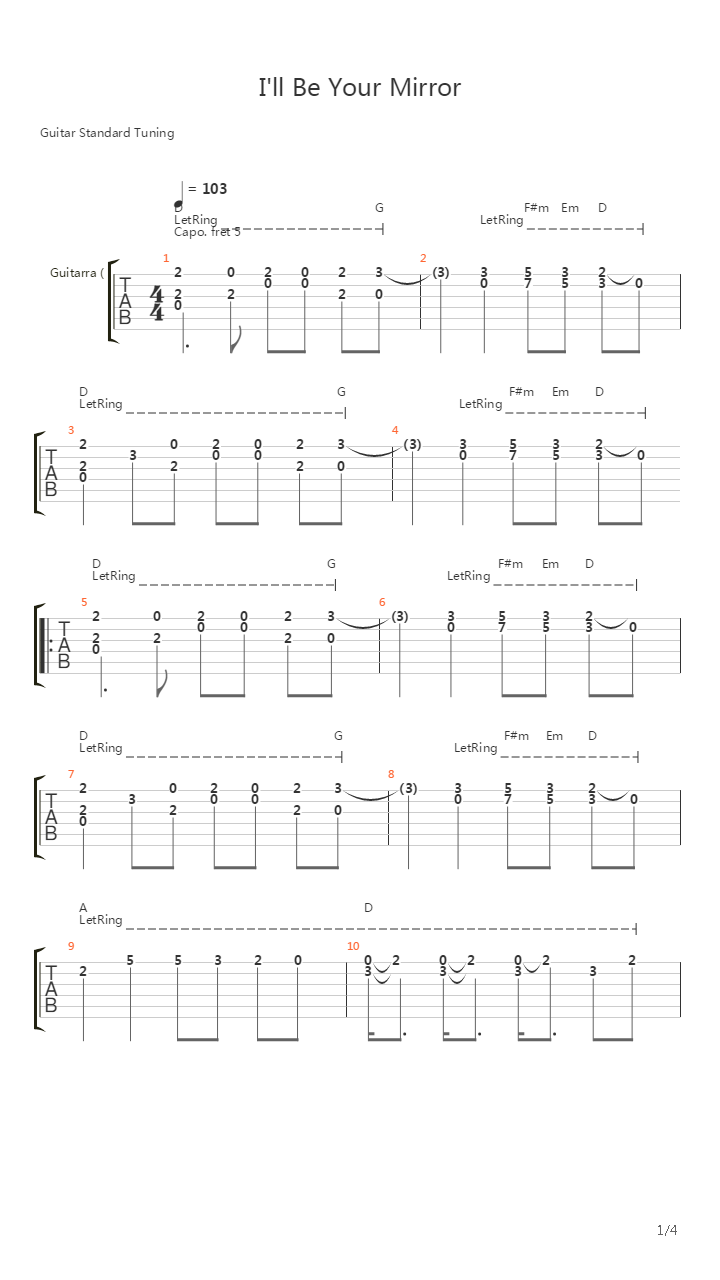 Ill Be Your Mirror吉他谱