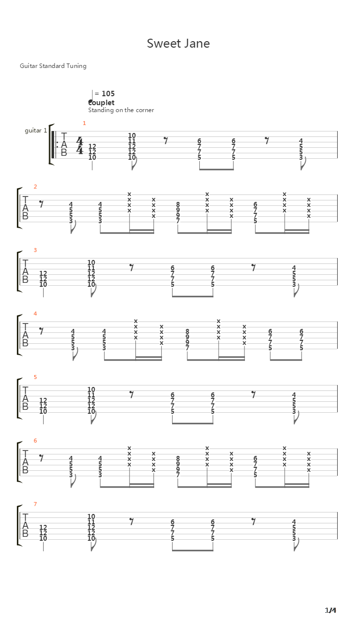 Sweet Jane吉他谱