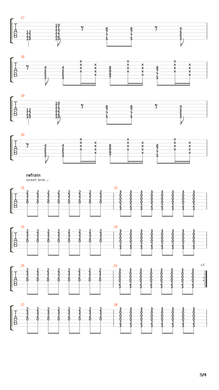 Sweet Jane吉他谱