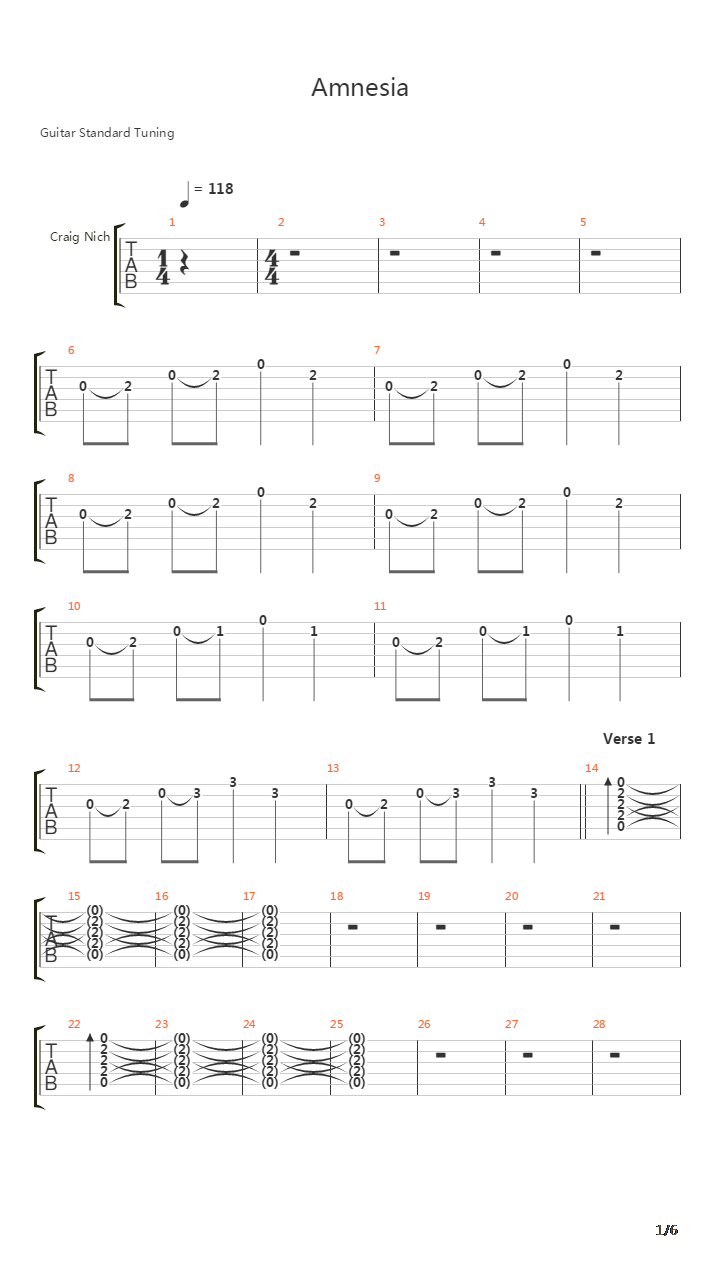 Amnesia吉他谱
