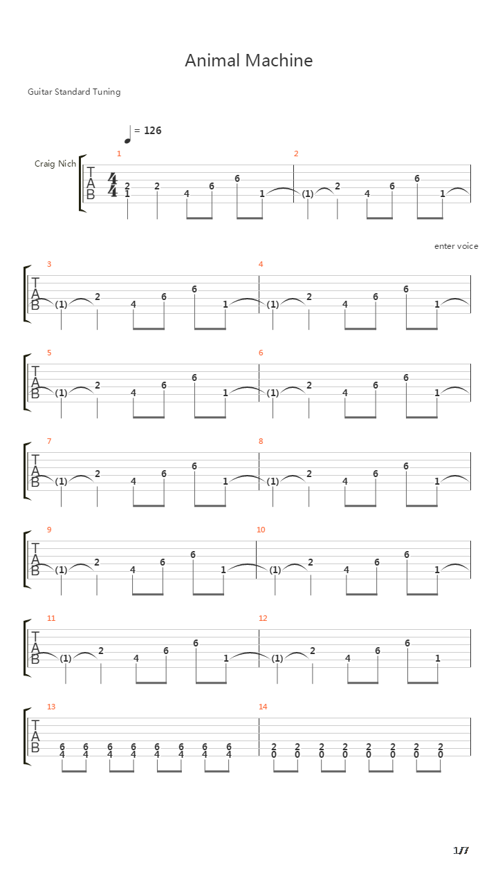 Animal Machine吉他谱