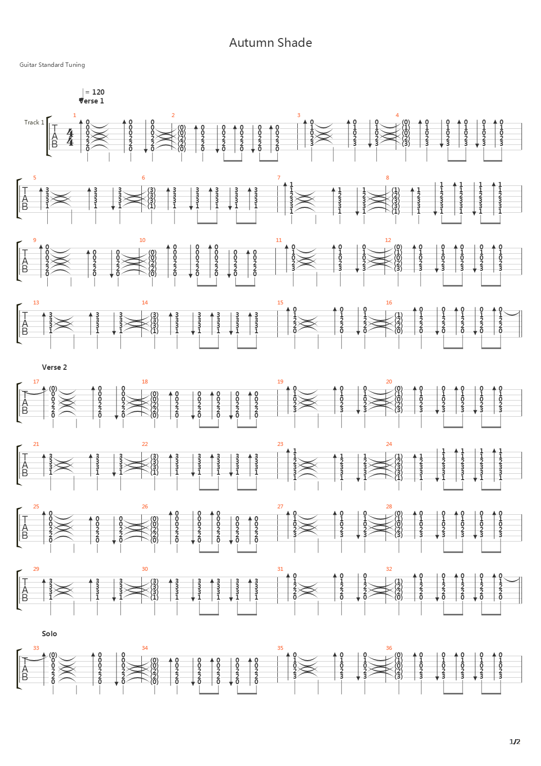 Autumn Shade吉他谱