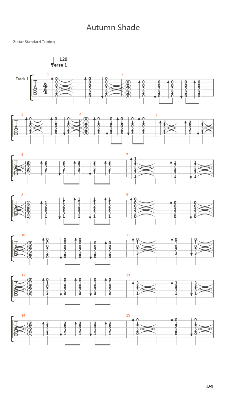 Autumn Shade吉他谱