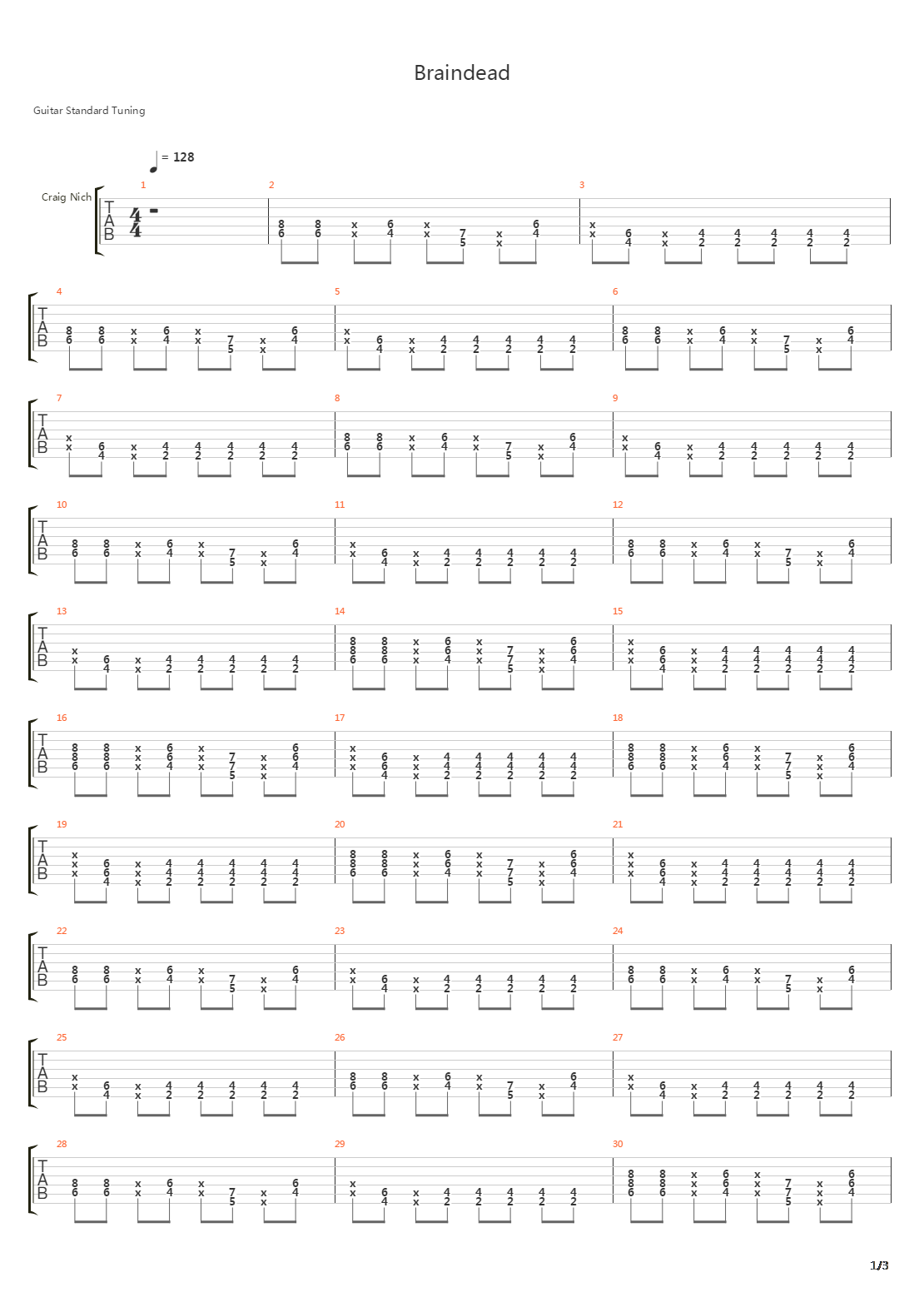 Braindead吉他谱