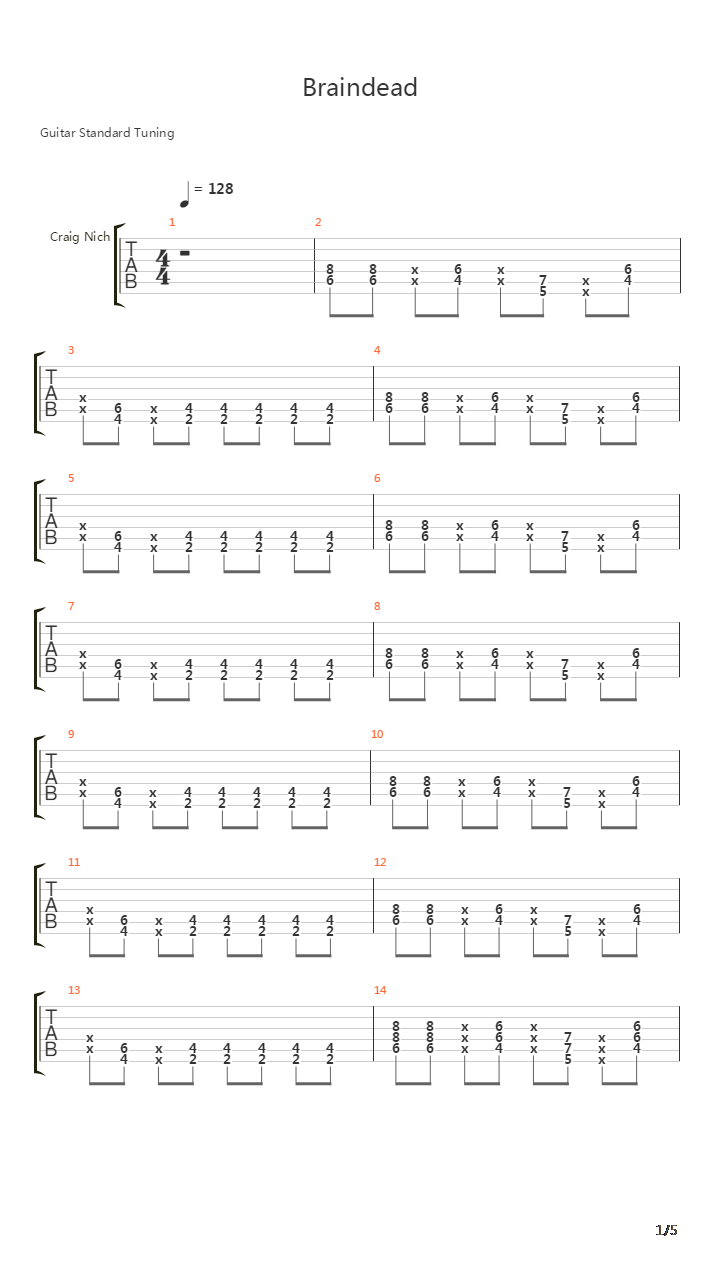 Braindead吉他谱