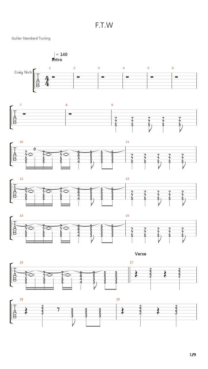 F T W吉他谱