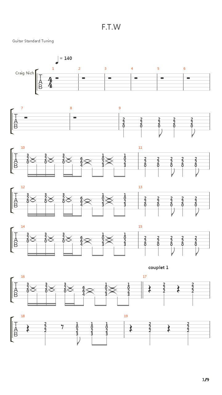 F T W吉他谱