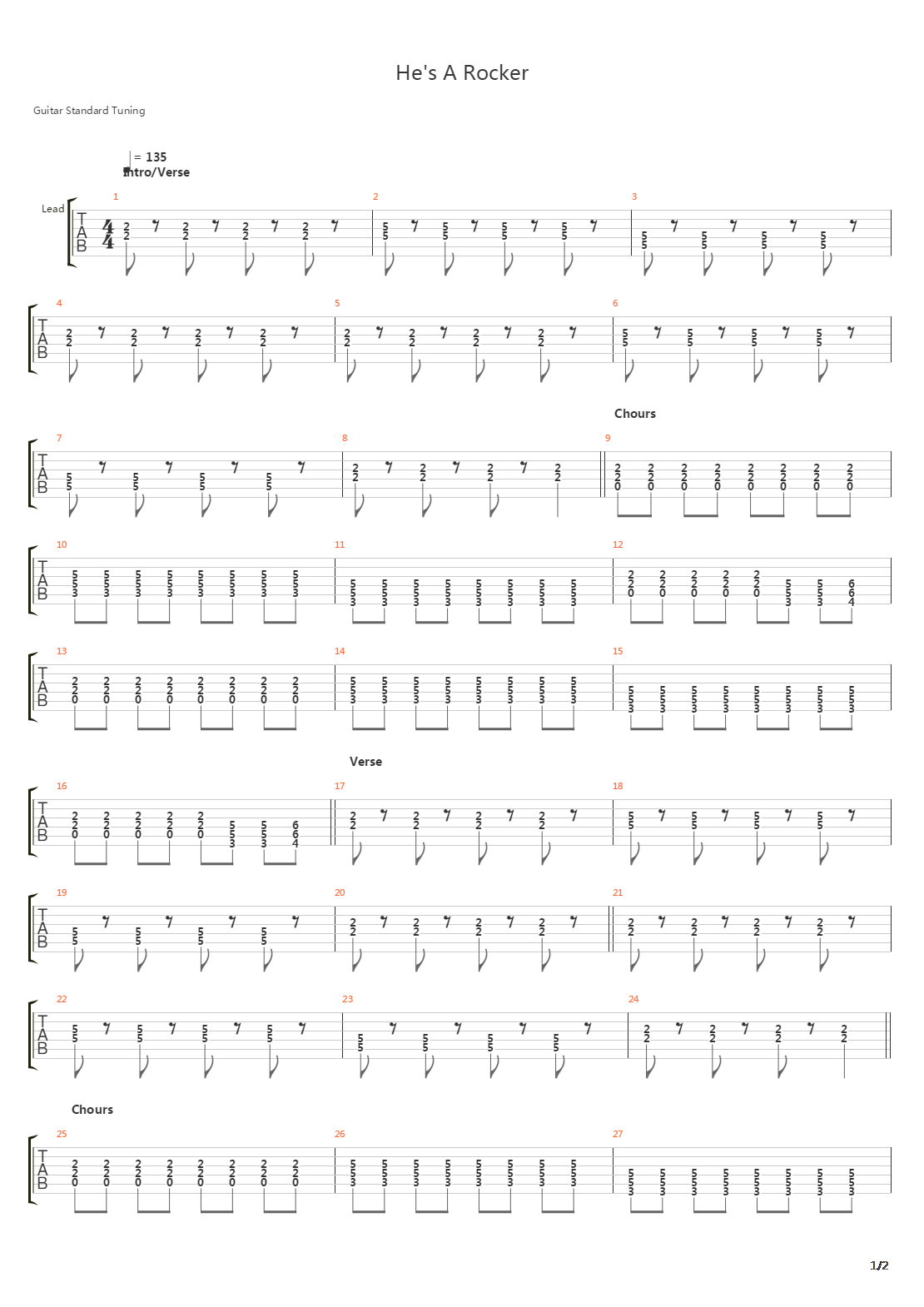 Hes A Rocker吉他谱