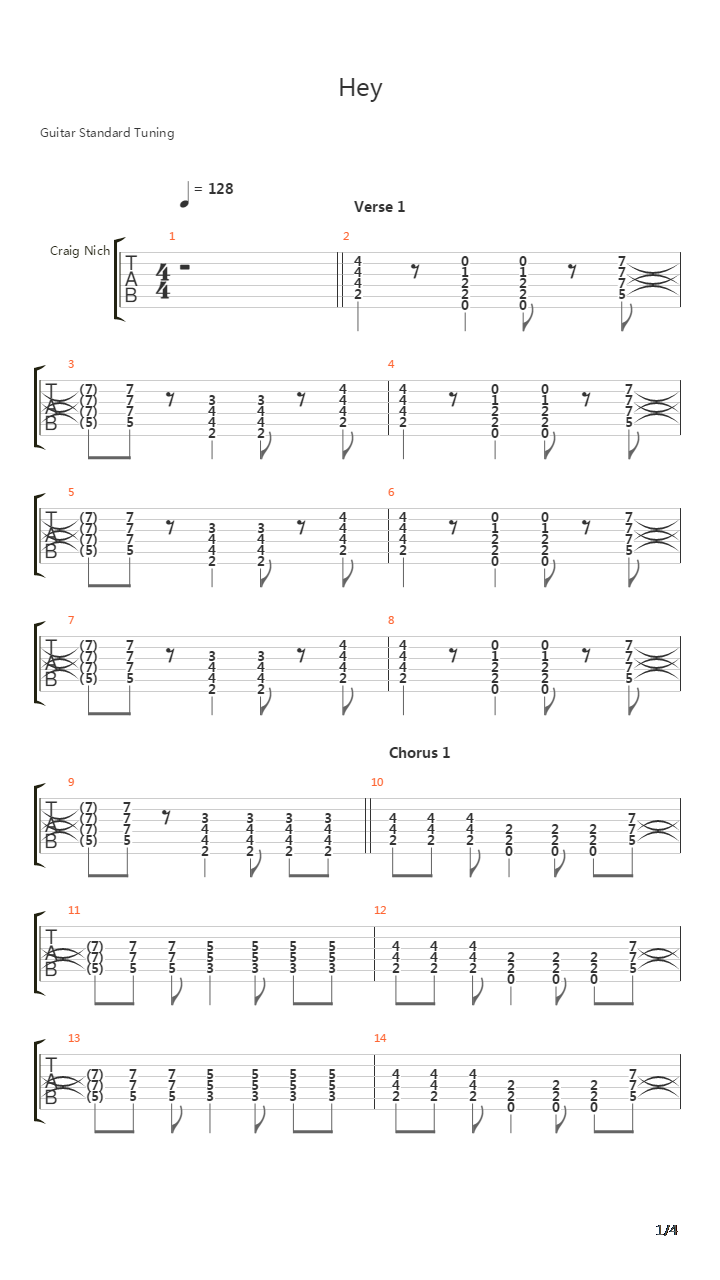 Hey吉他谱