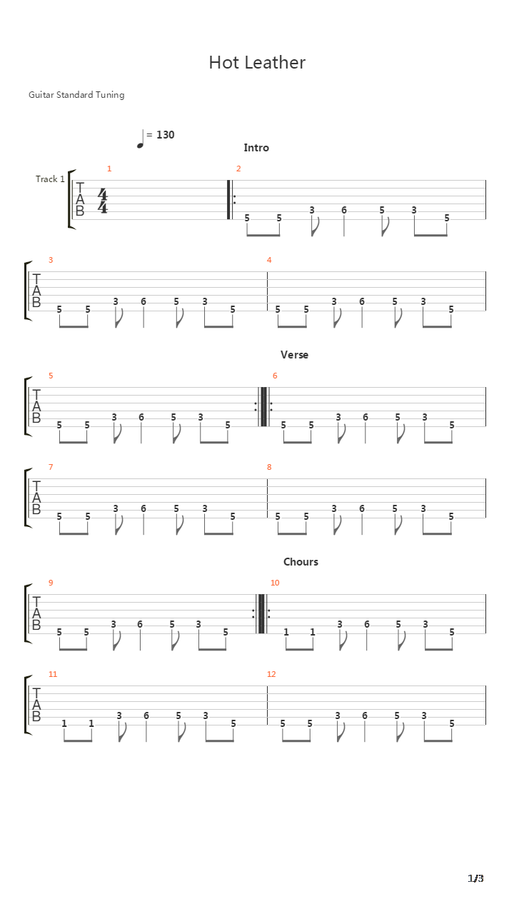 Hot Leather吉他谱