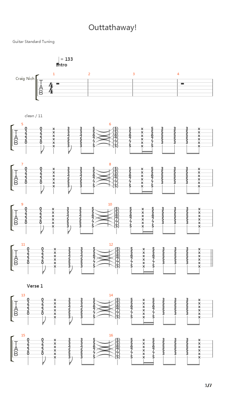 Outtathaway吉他谱