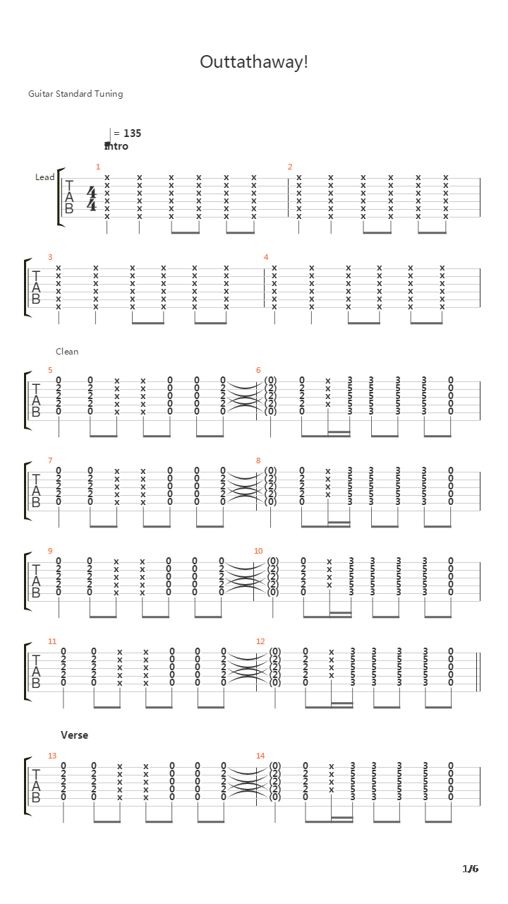 Outtathaway吉他谱