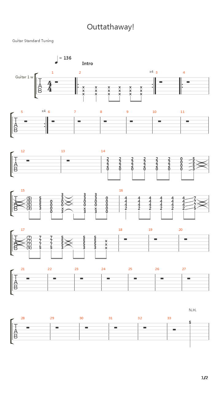 Outtathaway吉他谱