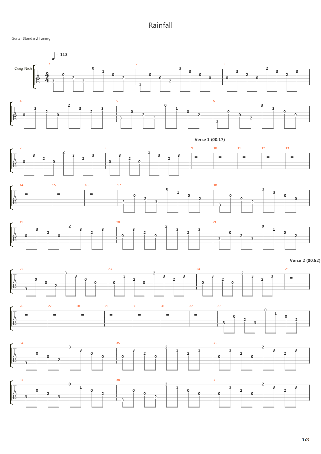 Rainfall吉他谱