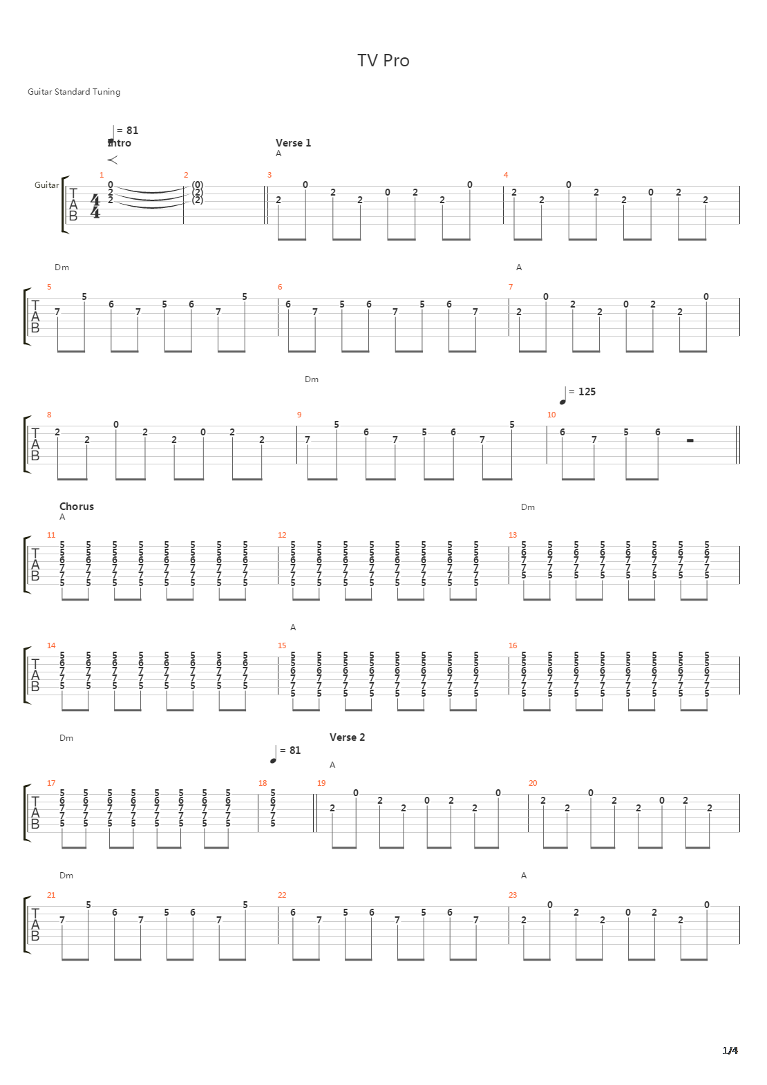 Tv Pro吉他谱