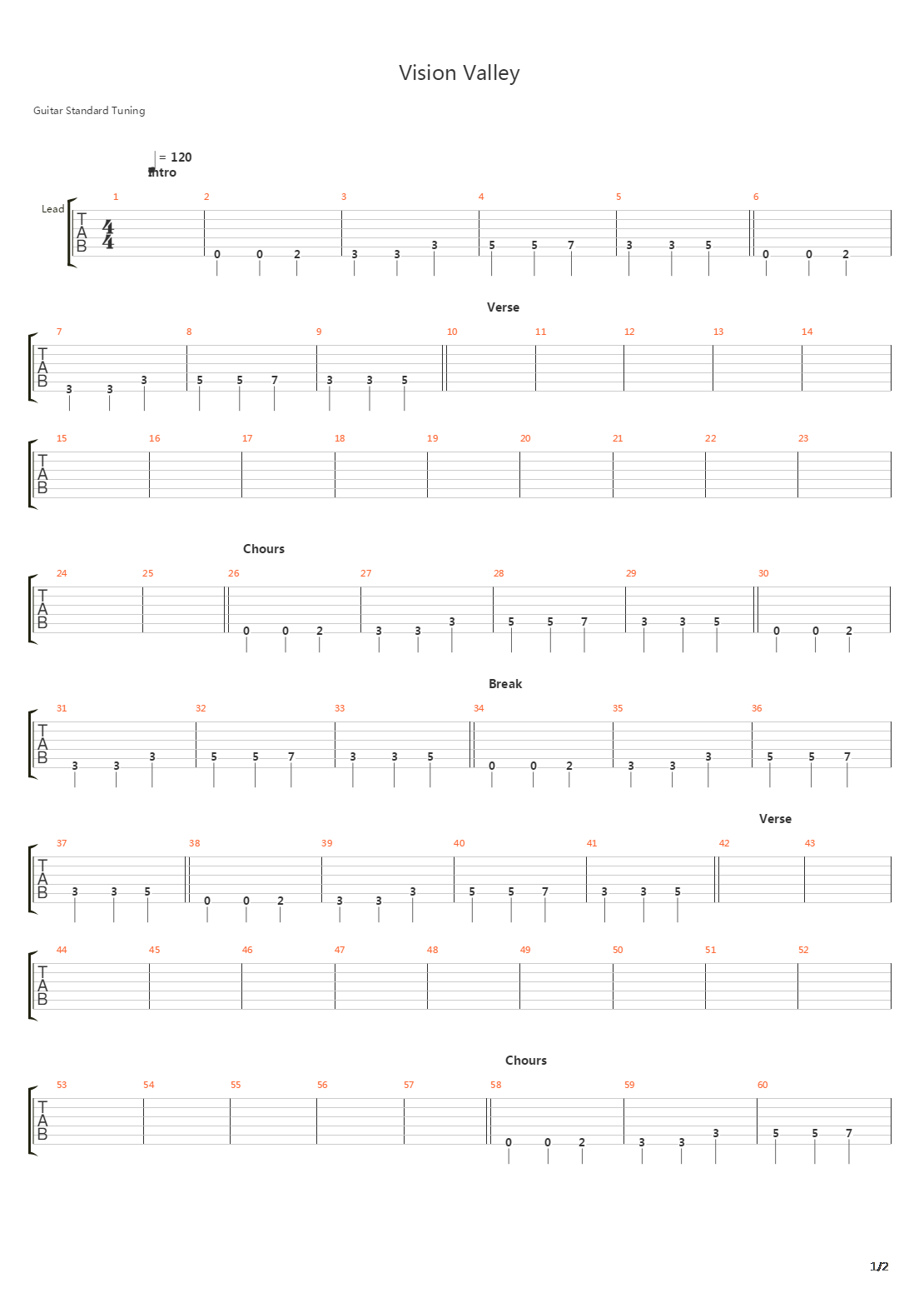 Vision Valley吉他谱