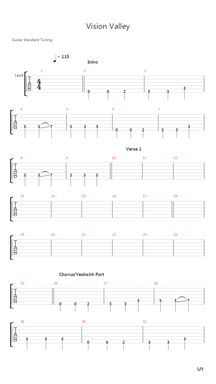 Vision Valley吉他谱