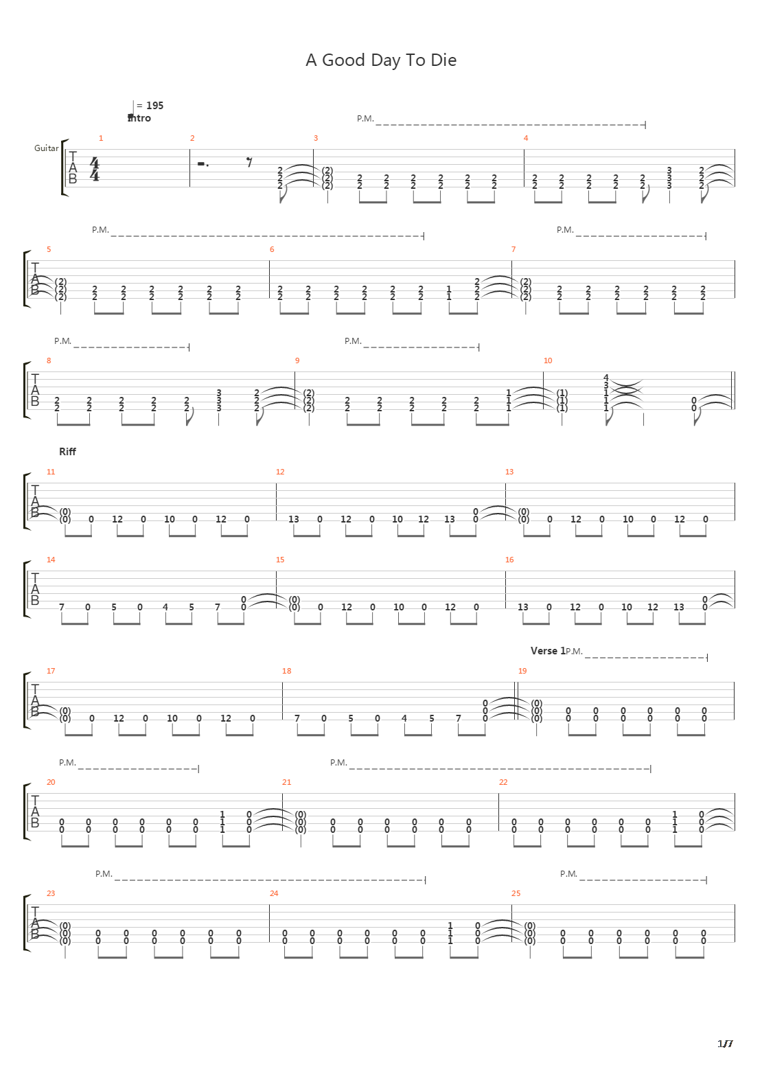 A Good Day To Die吉他谱