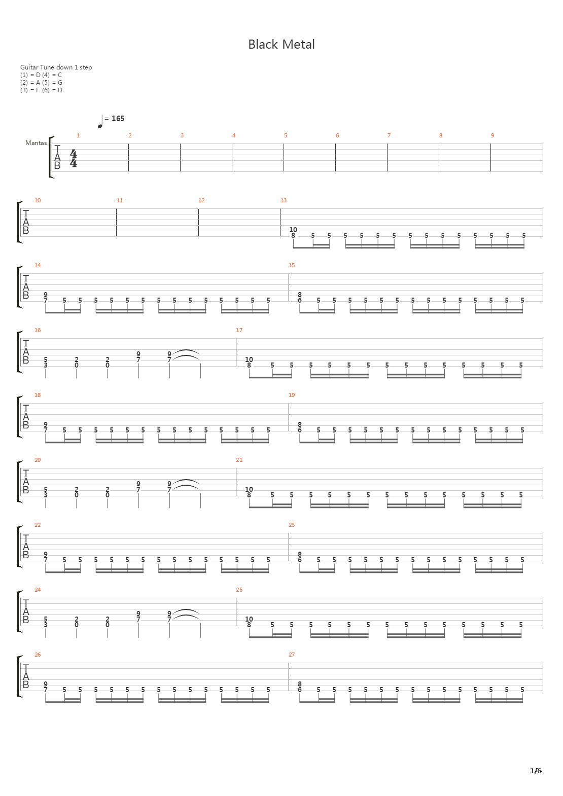 Black Metal吉他谱