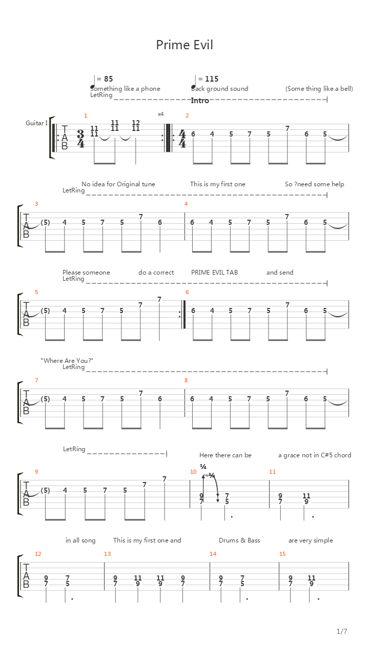 Prime Evil吉他谱