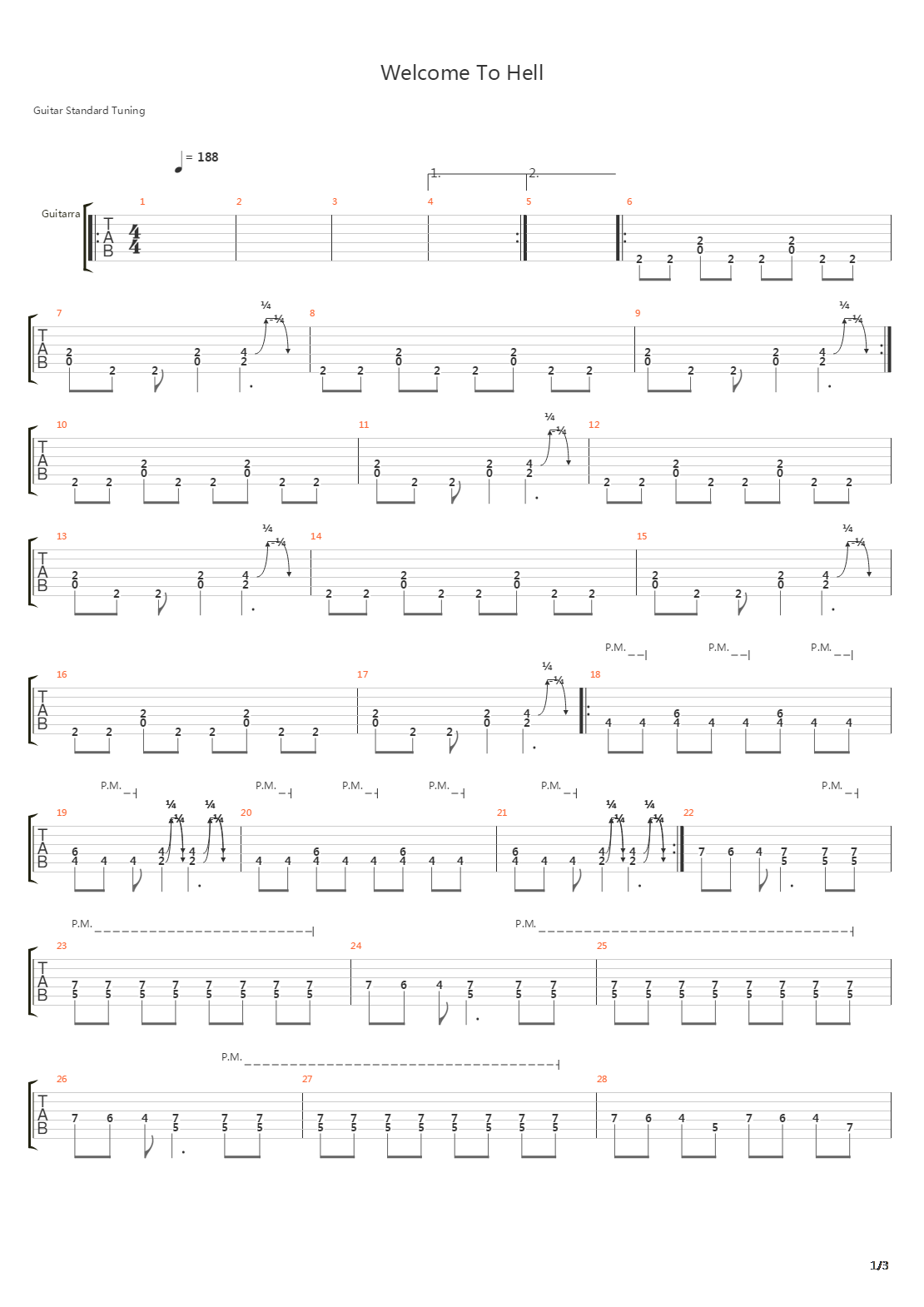 Welcome To Hell吉他谱