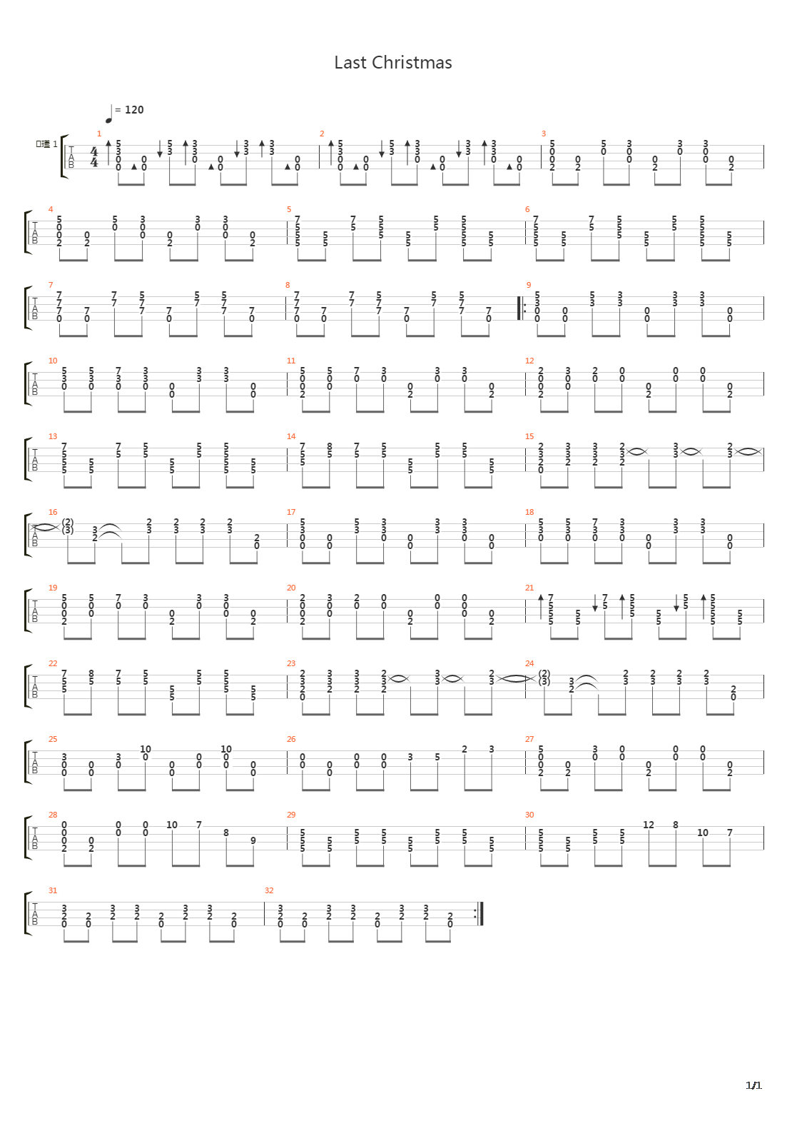 Last Christmas吉他谱