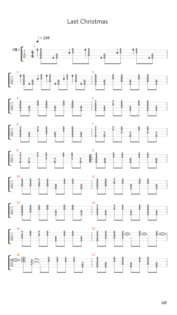 Last Christmas吉他谱