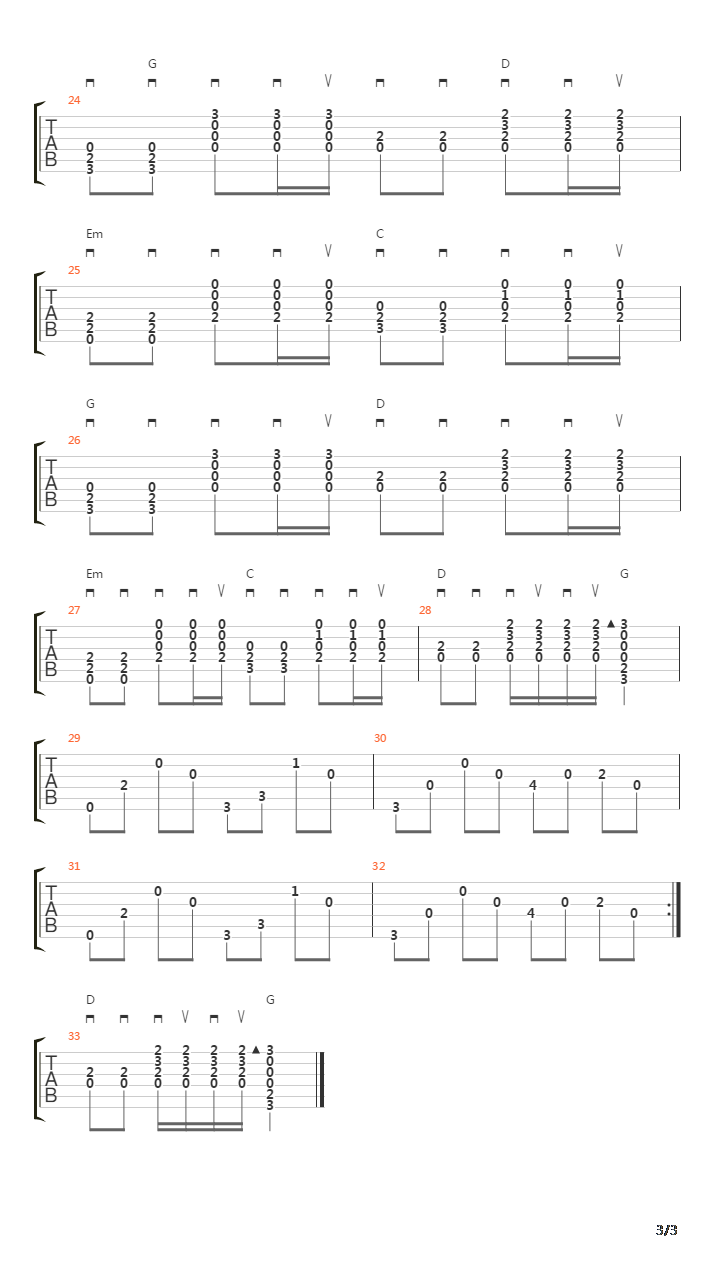 平凡之路吉他谱