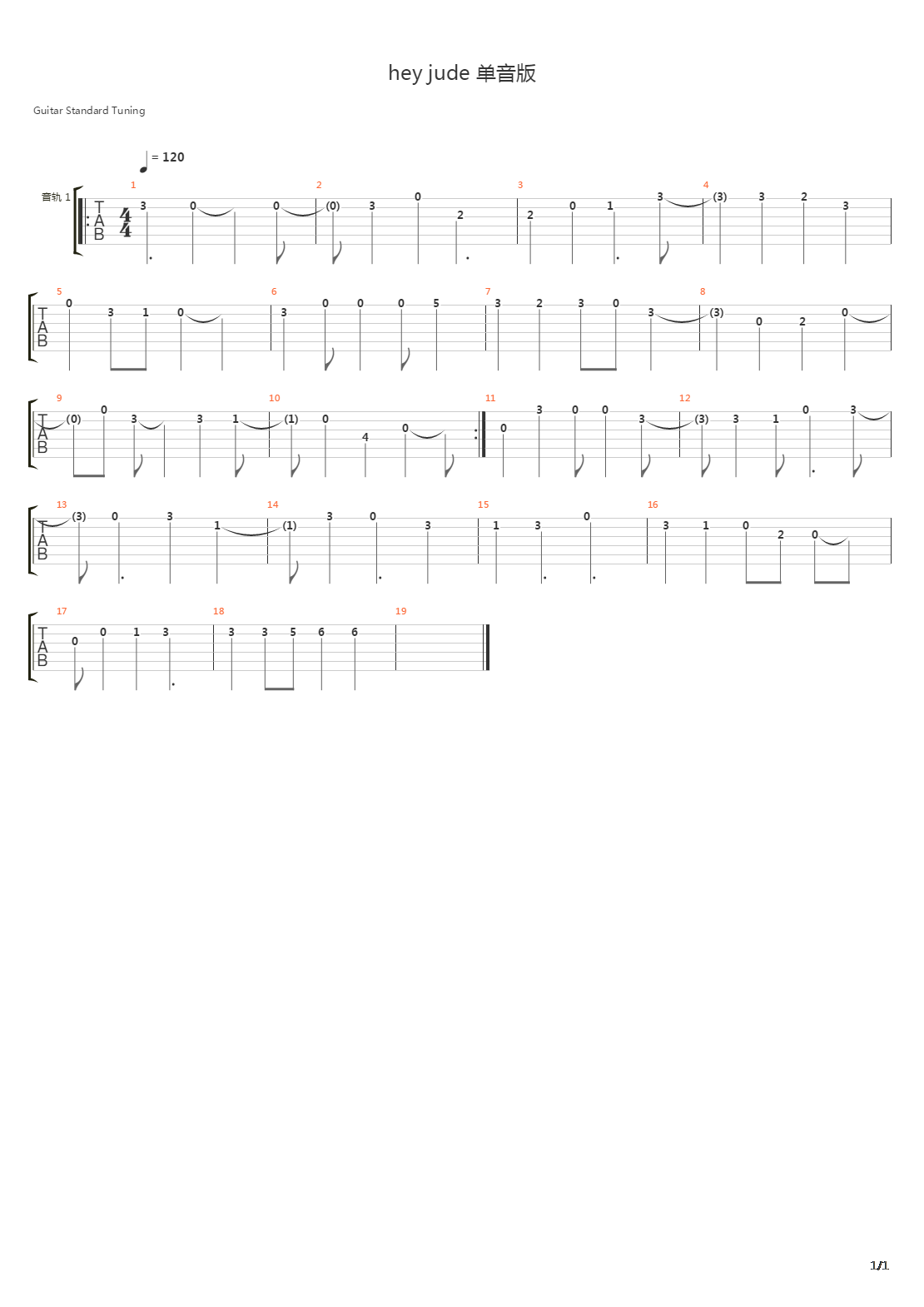 Hey Jude吉他谱