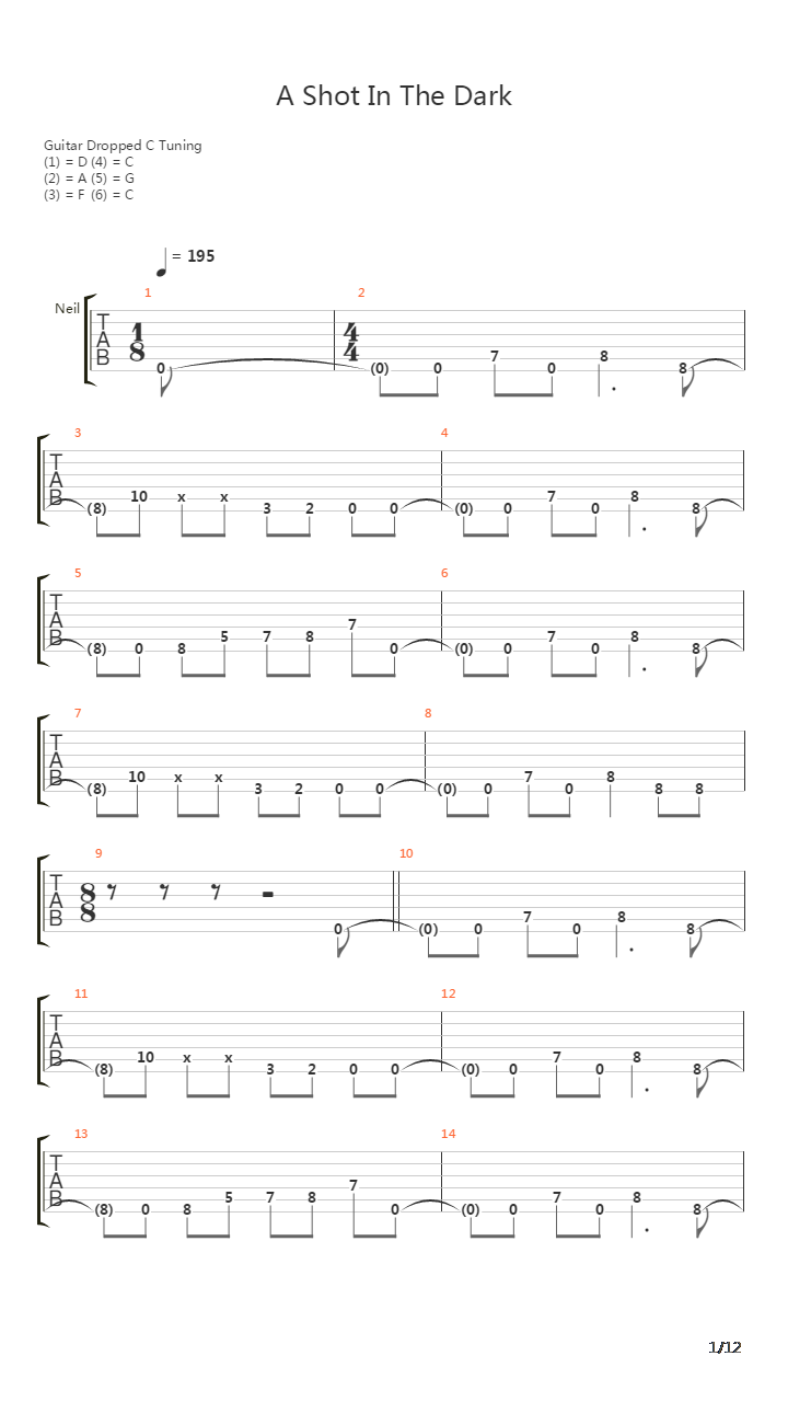 A Shot In The Dark吉他谱