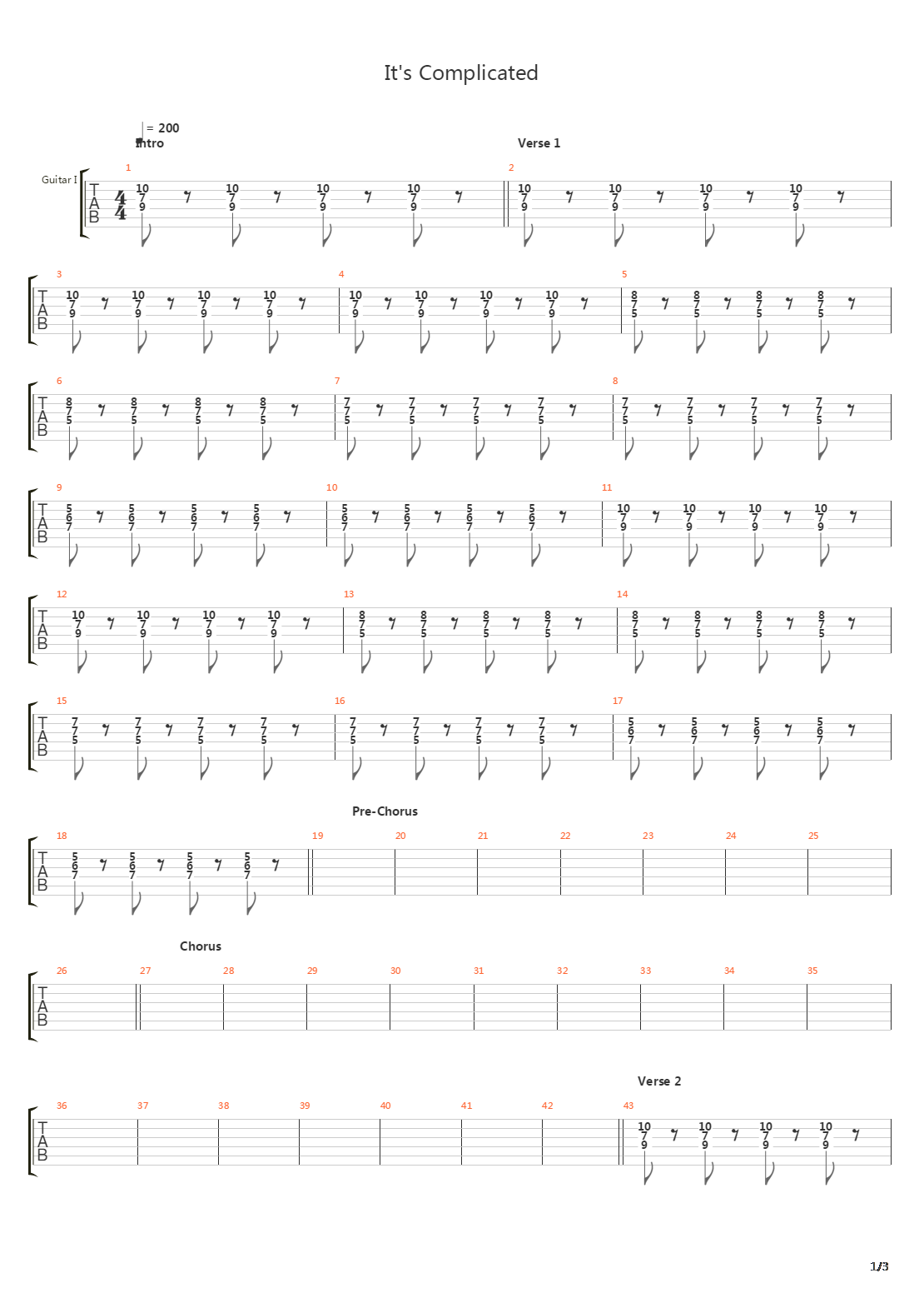 Its Complicated吉他谱