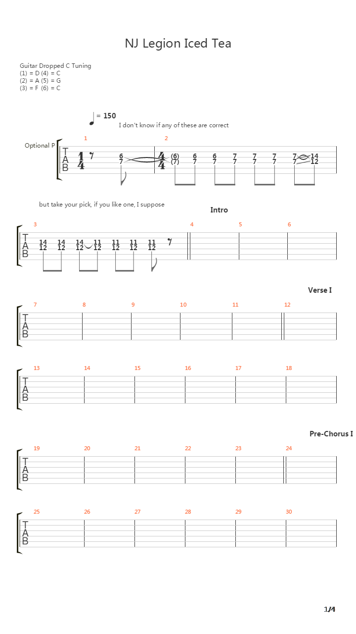 Nj Legion Iced Tea吉他谱