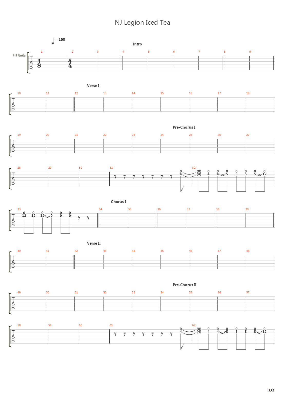 Nj Legion Iced Tea吉他谱