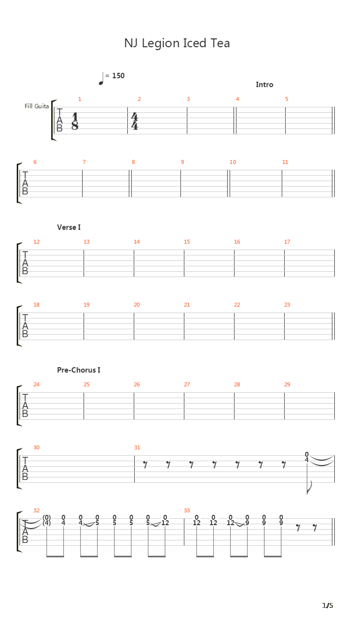 Nj Legion Iced Tea吉他谱