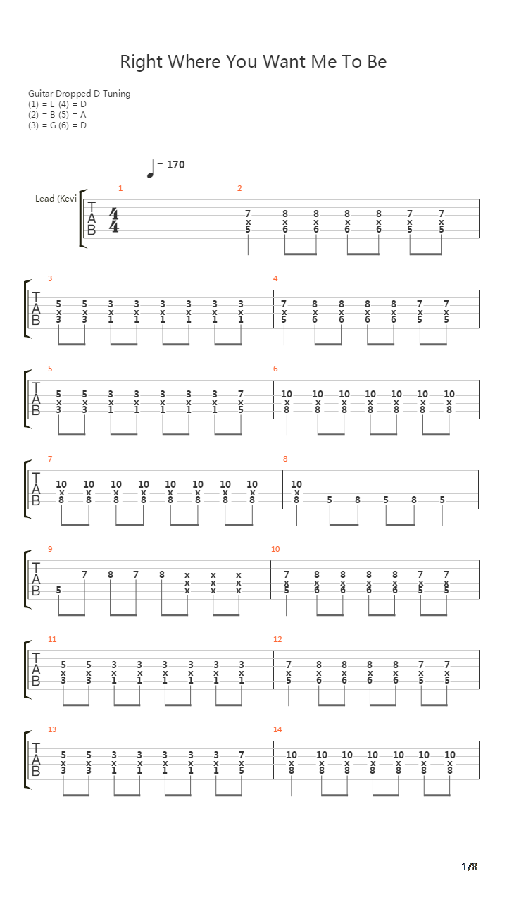 Right Where You Want Me To Be吉他谱