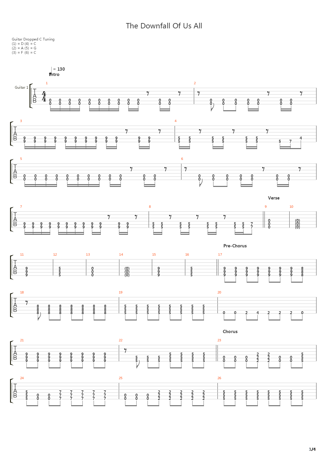 The Downfall Of Us All吉他谱